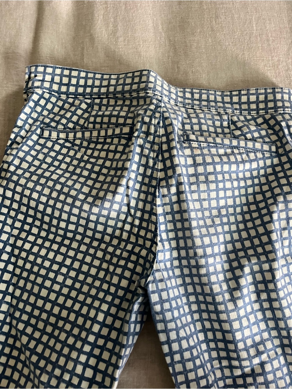Tory Burch Haven Trousers Blue and White Gingham Cropped Cigarette Pants 28 - Picture 5 of 5